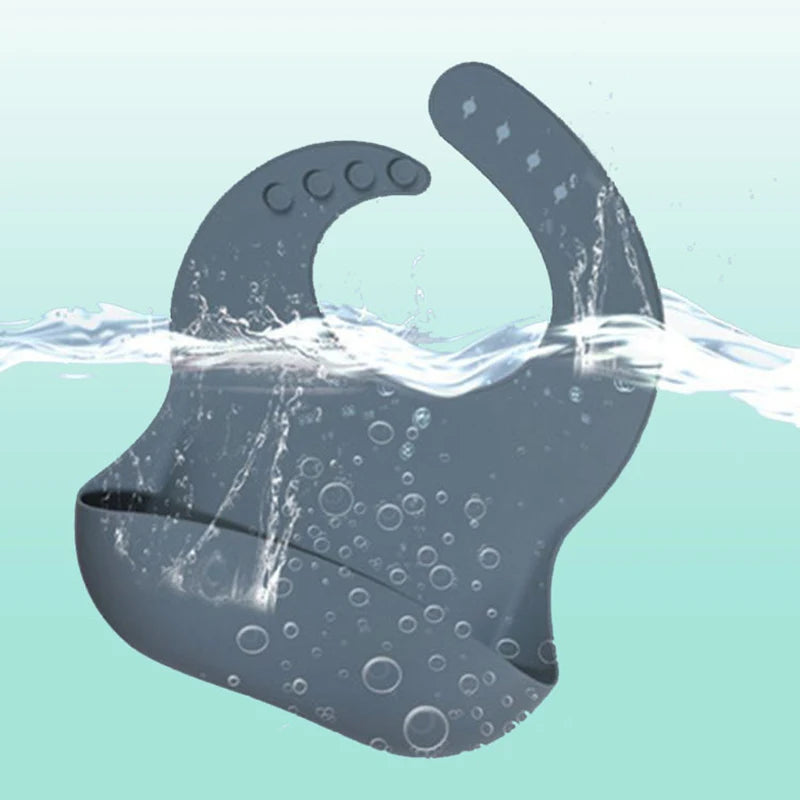 Baby Silicone Bibs Babies Waterproof Bib Solid Color Adjustment Saliva