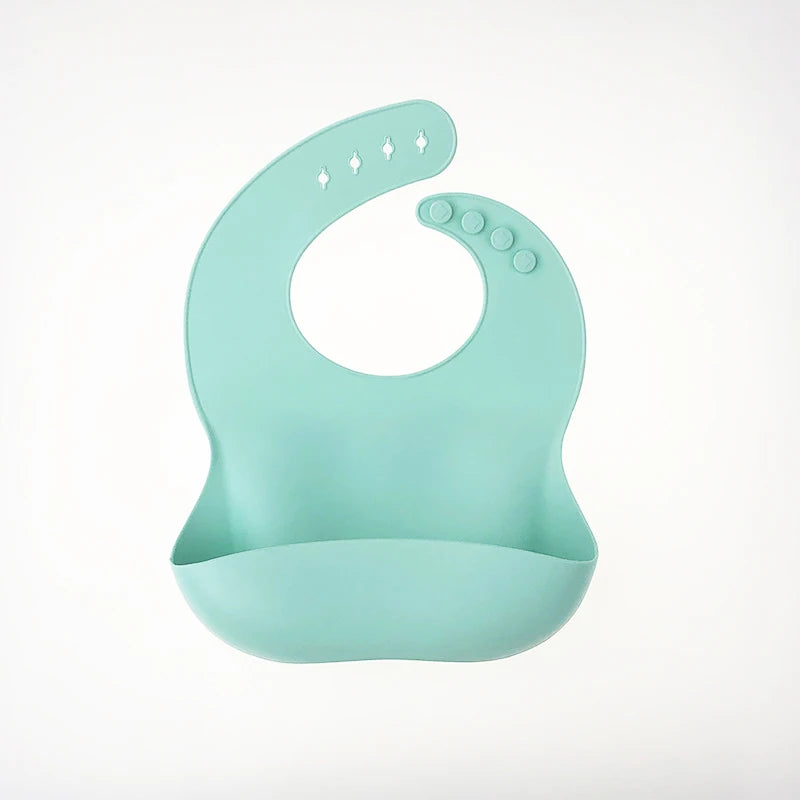 Baby Silicone Bibs Babies Waterproof Bib Solid Color Adjustment Saliva