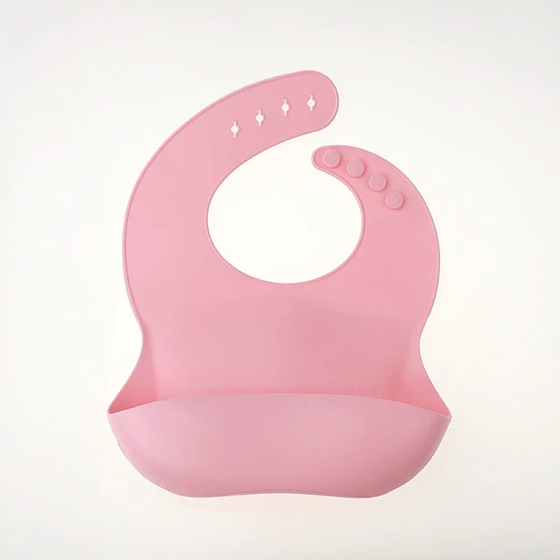 Baby Silicone Bibs Babies Waterproof Bib Solid Color Adjustment Saliva