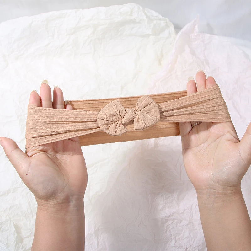 3Pcs Solid Color Baby Headband Bow Children Hair Band Elastic Nylon