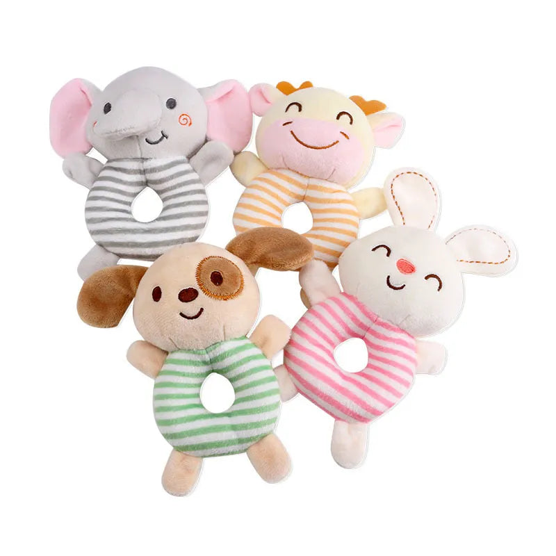 New Baby Rattle Toys Cartoon Animals Plush Infant Hand Ring Bed Toys