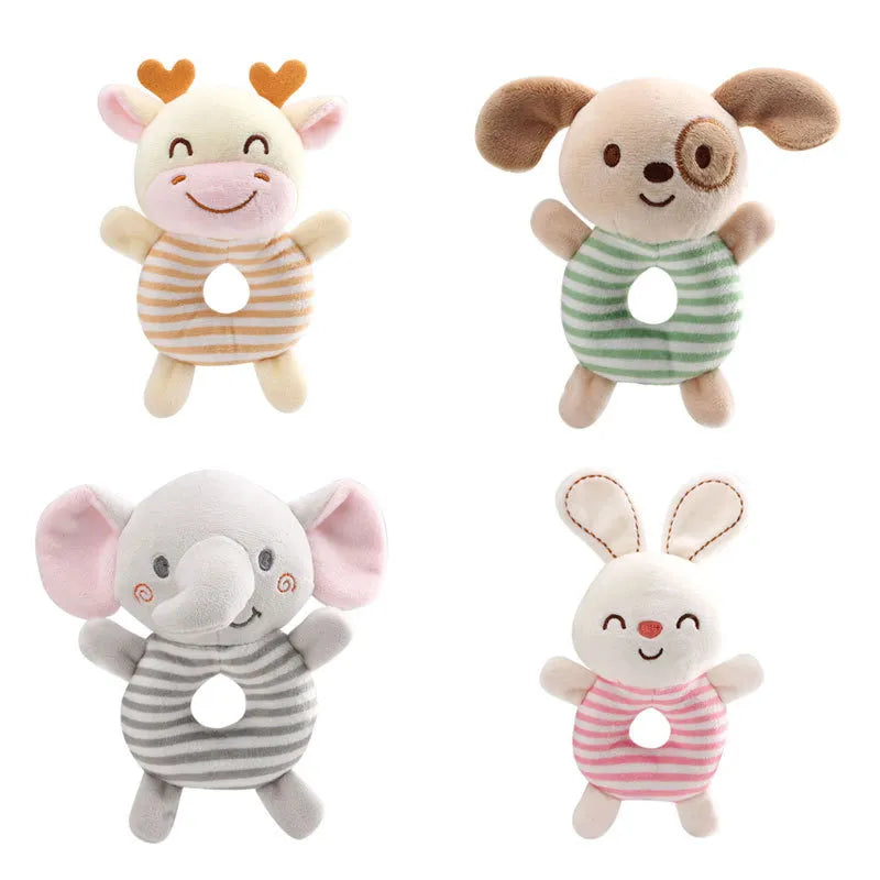 New Baby Rattle Toys Cartoon Animals Plush Infant Hand Ring Bed Toys