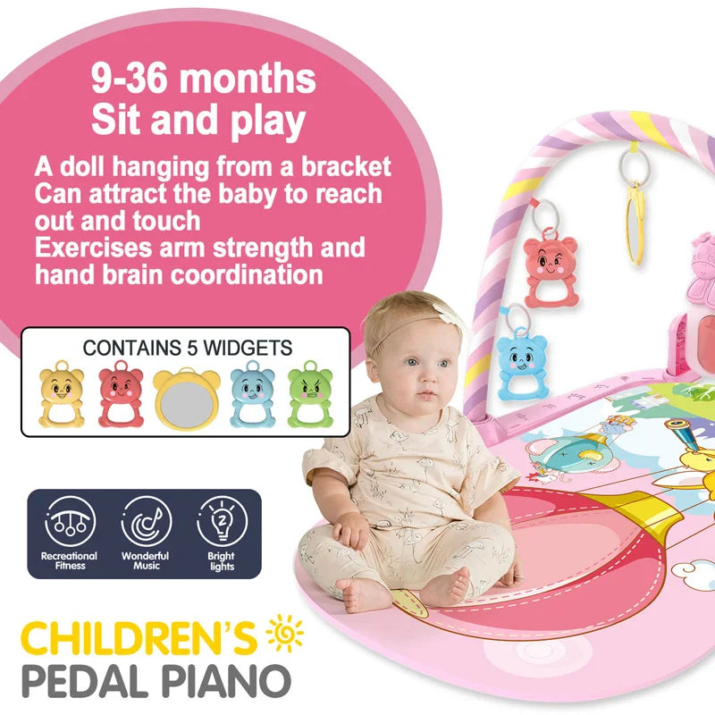 Baby Fitness Stand Music Play Gym Activity Toys Newborn Piano Crawling