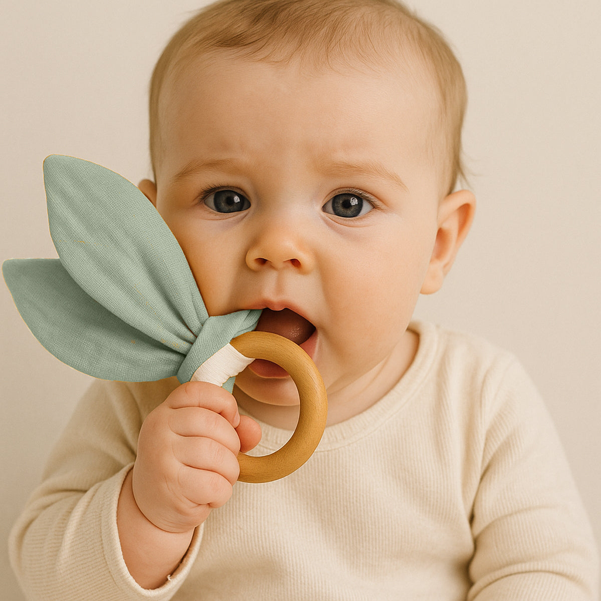Organic Cotton Teething Ring - Green